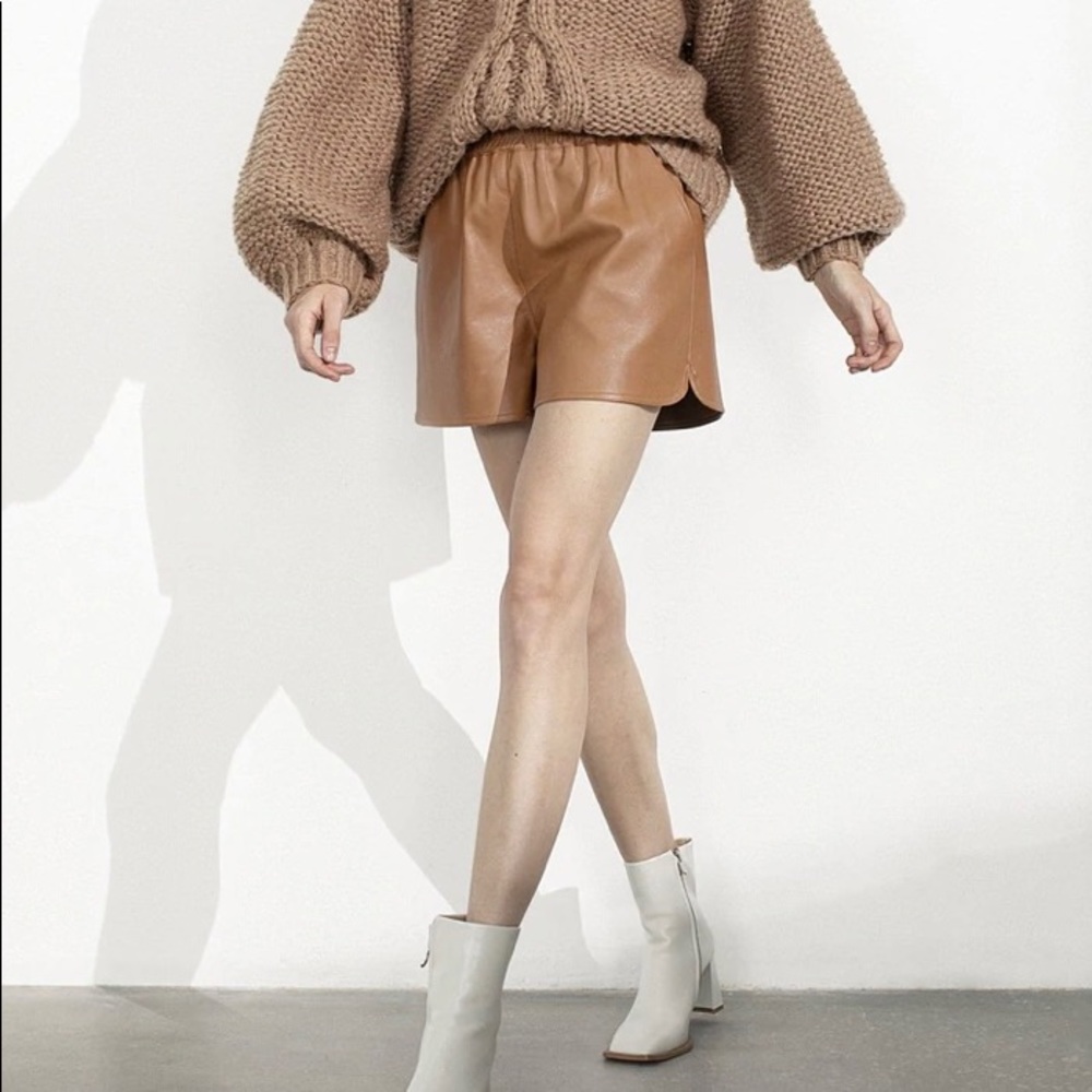 J.ing brown faux leather short size s